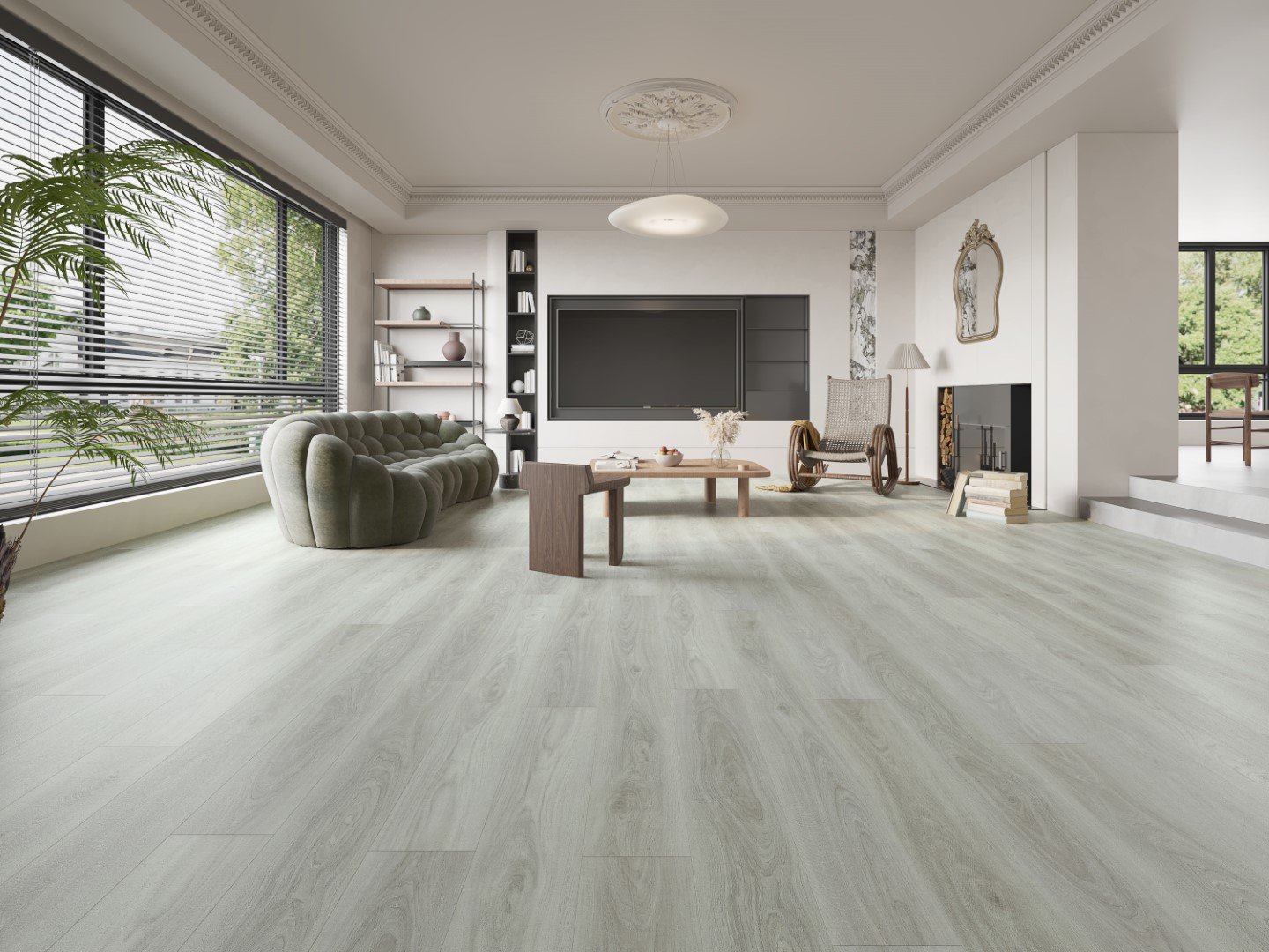 Coastal Ash floor shown in a modern living room